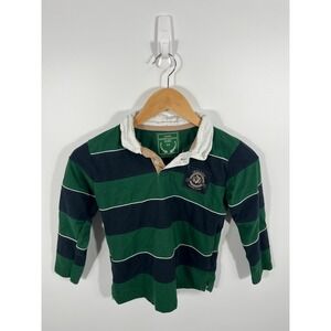 Croker Kids Boy Rugby Polo Shirt 8yr Green Stripe Ireland Old Money Quiet Luxury